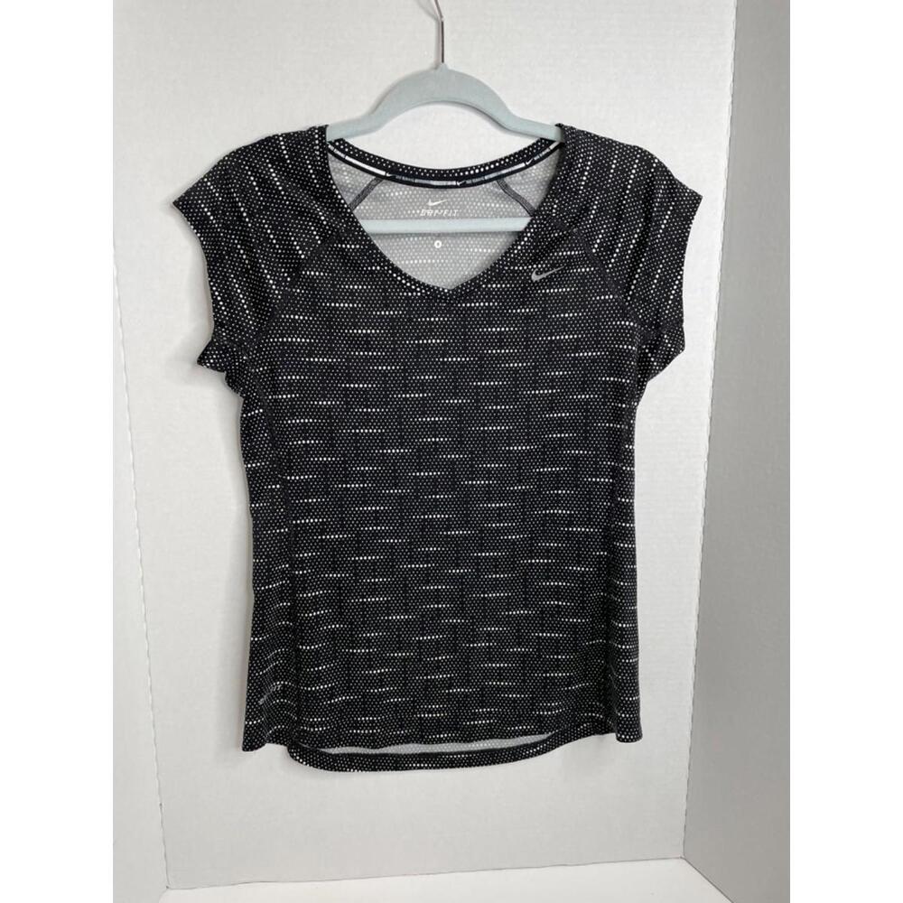 Nike Miler Black Dotter Short Sleeves Active Athletic Top Tee Women’s Size Small